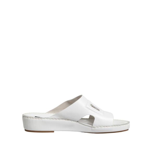 Dolce & Gabbana White DG Cutout Slides Slippers Flats Men's Shoes
